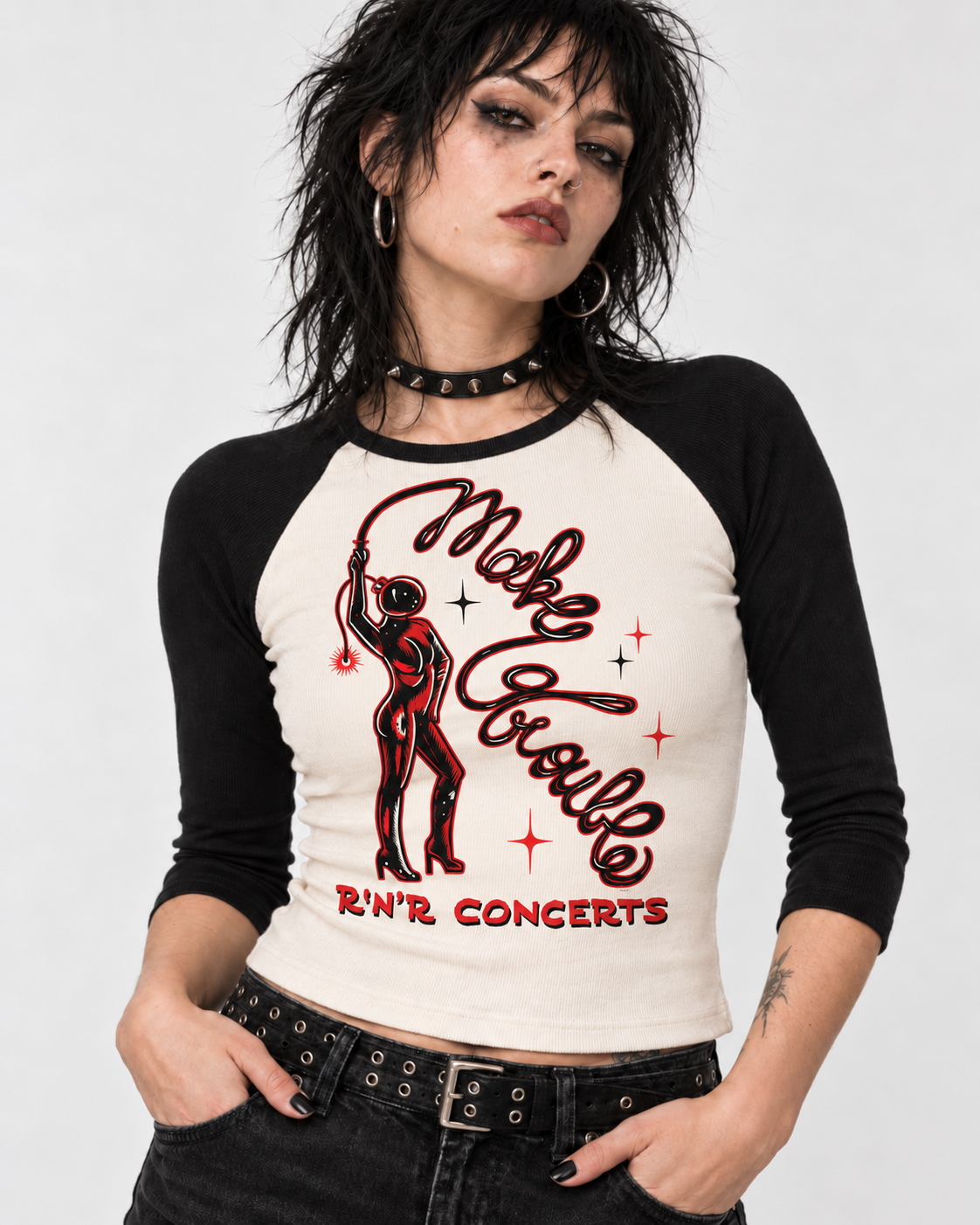 Make Trouble Women’s Raglan Baby Tee – Natural/Black