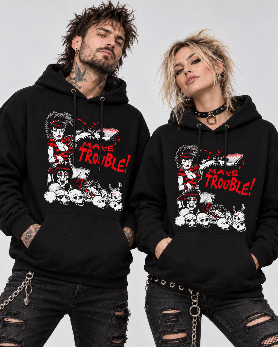 Make Trouble Pullover Hoodie – Zwart